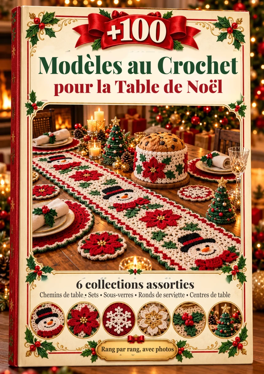 Couverture +100 modèles au crochet pour la table de Noël