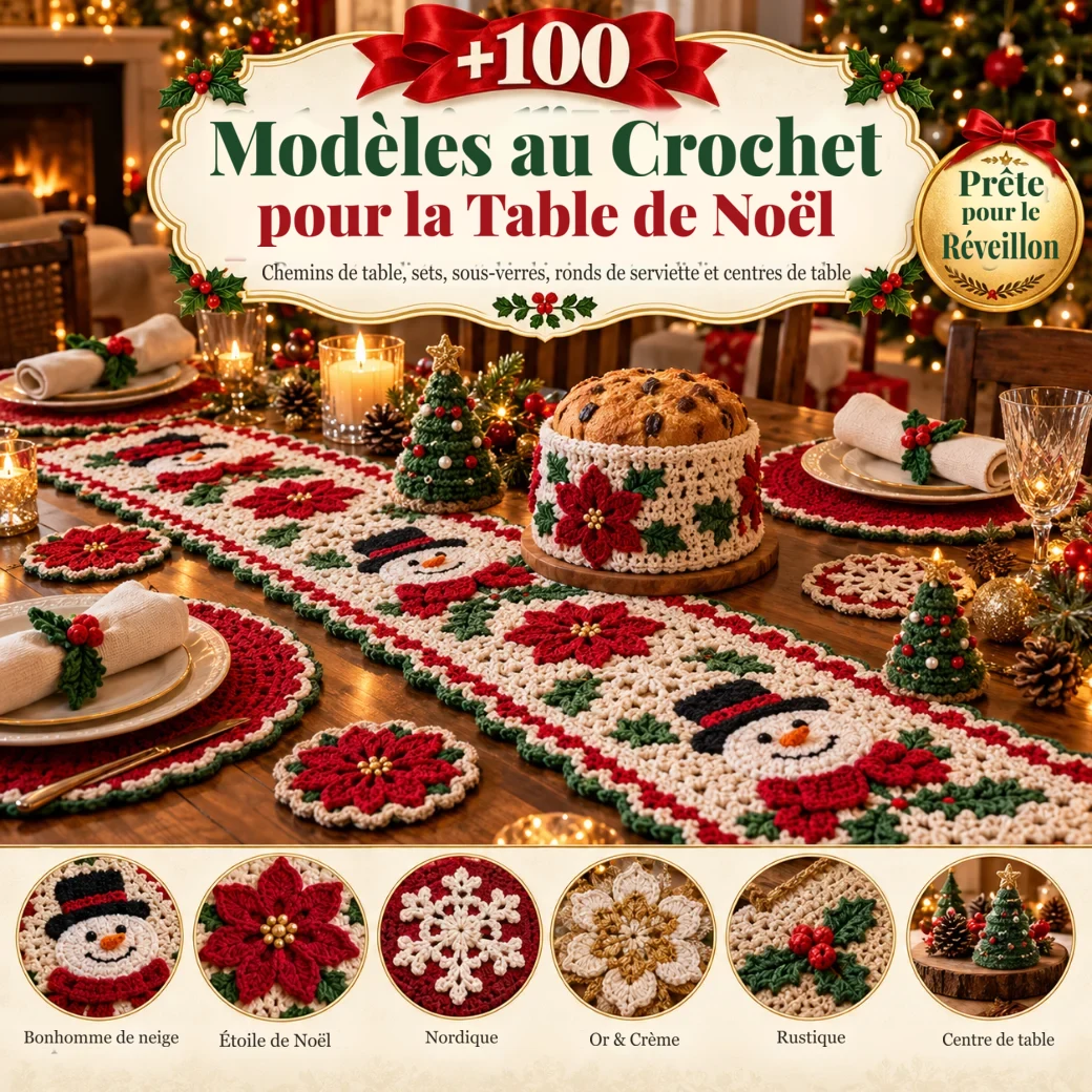 +100 modèles au crochet pour la table de Noël